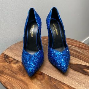 Saint Laurent blue sequins pumps size 37.5